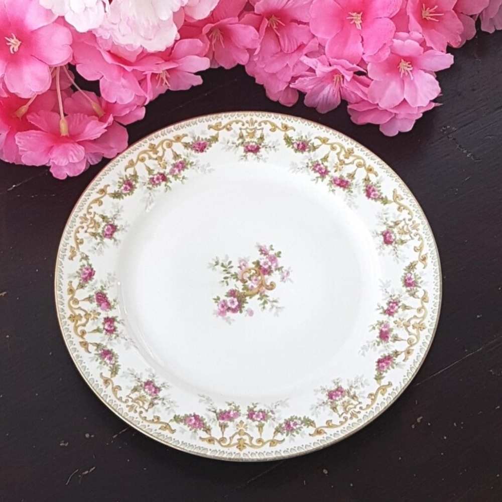 Antique T&V Limoges France Salad Plates Set of 4 Pink Roses